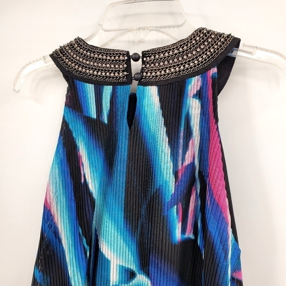Alfani Halter Chain Rhinestone Neckline Multicolor Top - Picture 4 of 8